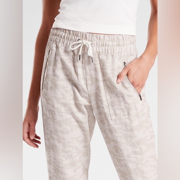 Athleta Cabo Tide Linen Jogger - 10 - Women's pants tan neutral camo beach - Picture 4 of 16